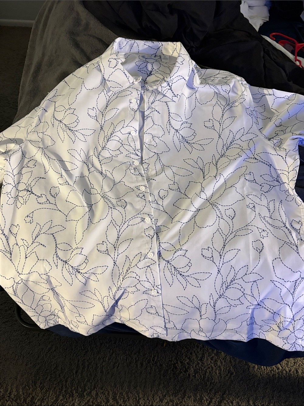 Cafe Luna White Floral-Print Men's Button-Up Shirt